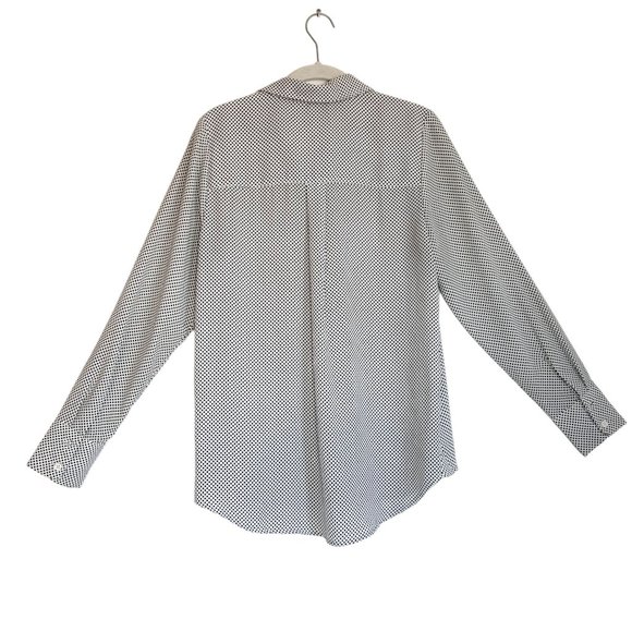 POPSUGAR Women's Long Sleeve Polka Dot Blouse in White/Black - Sz M - Picture 2 of 5